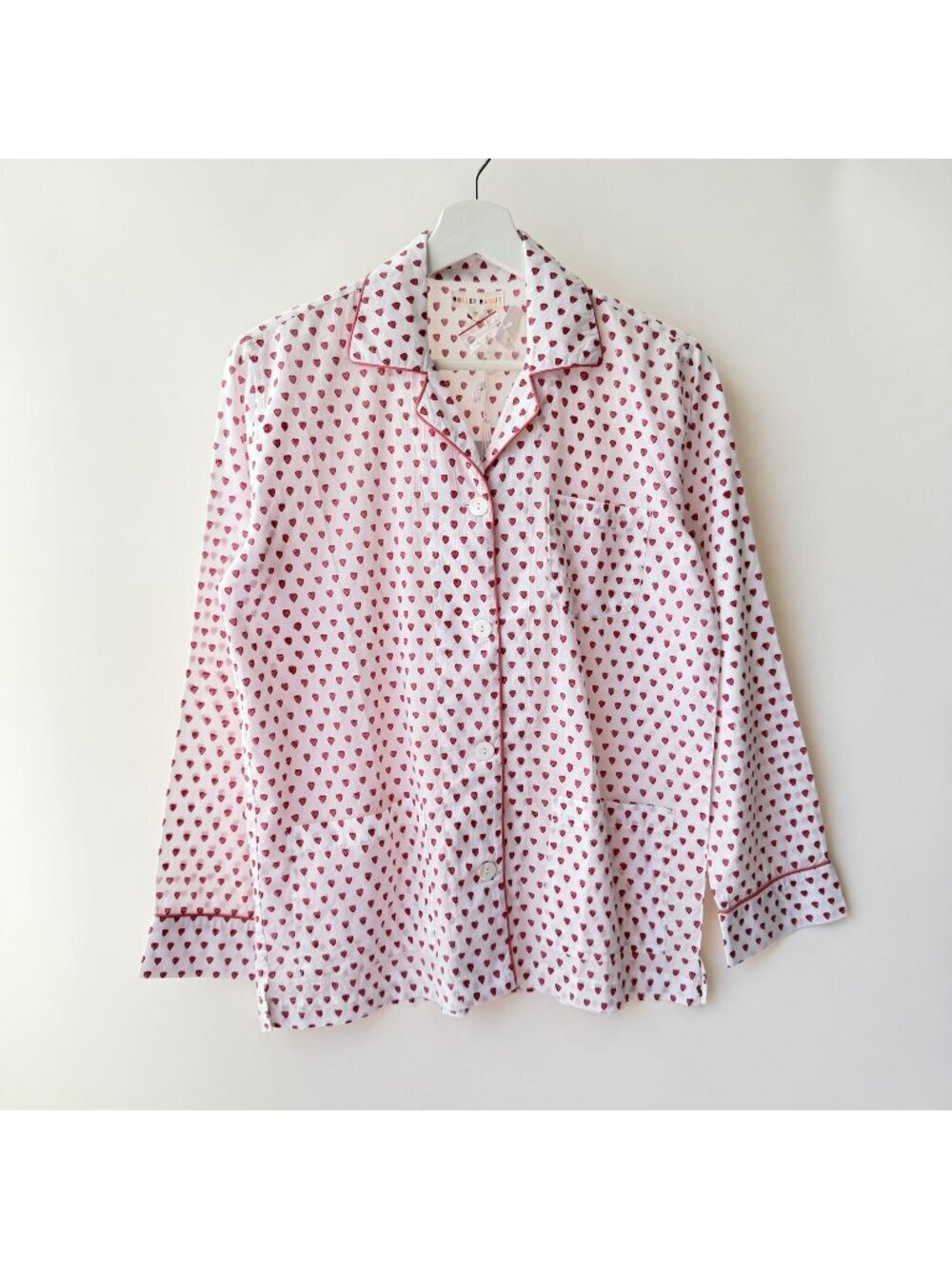 NWT Roller Rabbit Hearts Print Pajama Top Cotton Button Front Women’s Size XS